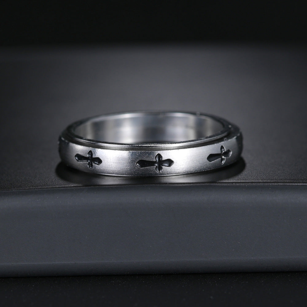 Rotatable Stress Relief Ring in Titanium Steel - Stylish 4MM Wide European American Design for Men