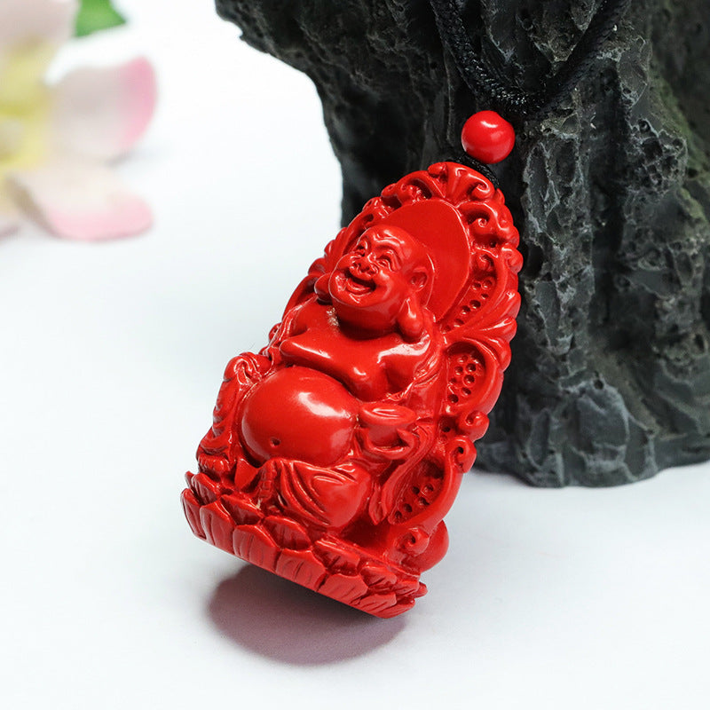 Sterling Silver Cinnabar Guanyin Buddha Pendant