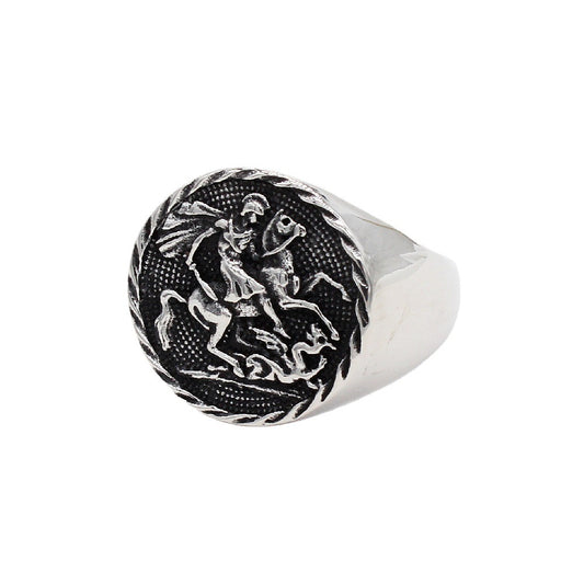 Medieval Knight Horse Shield Titanium Steel Ring