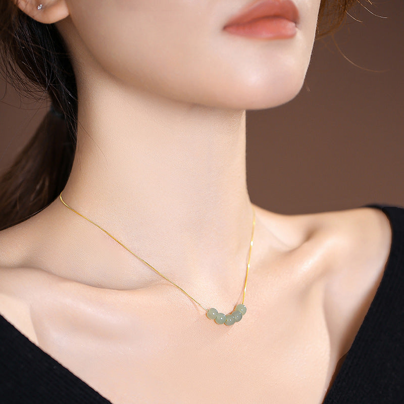 Fortune's Favor Sterling Silver Necklace with Hetian Jade Box Chain