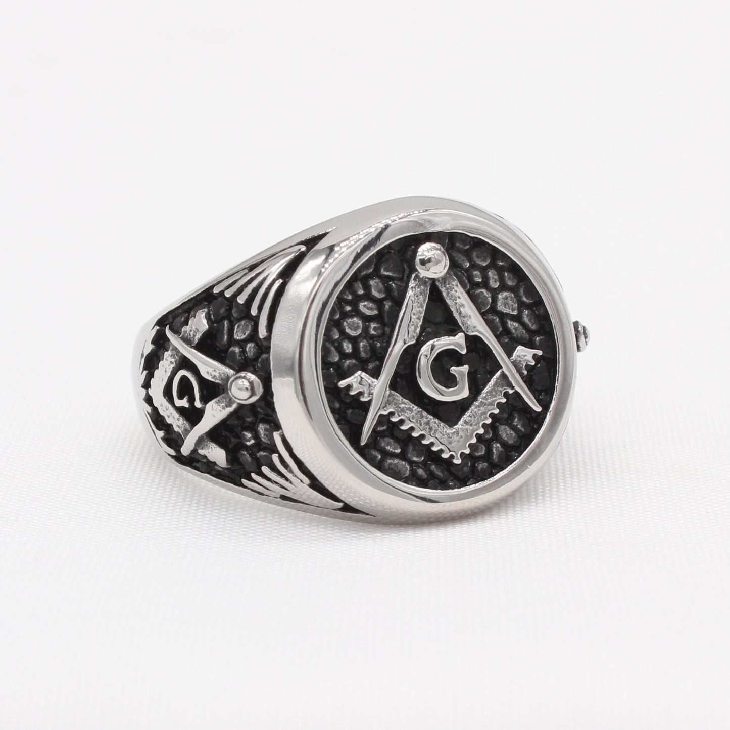 Personalized Retro Freemasonry Titanium Steel Ring for Men - European and American Wholesale Jewelry