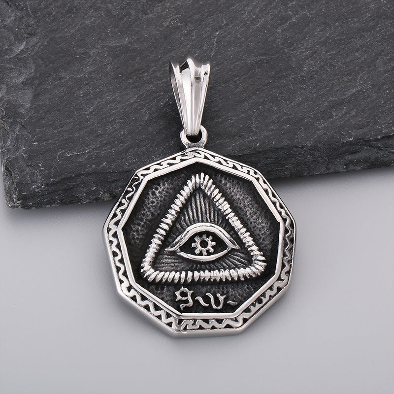 Vintage Pharaoh Eye of Horus Pendant for Men - Titanium Steel Square and Round Design