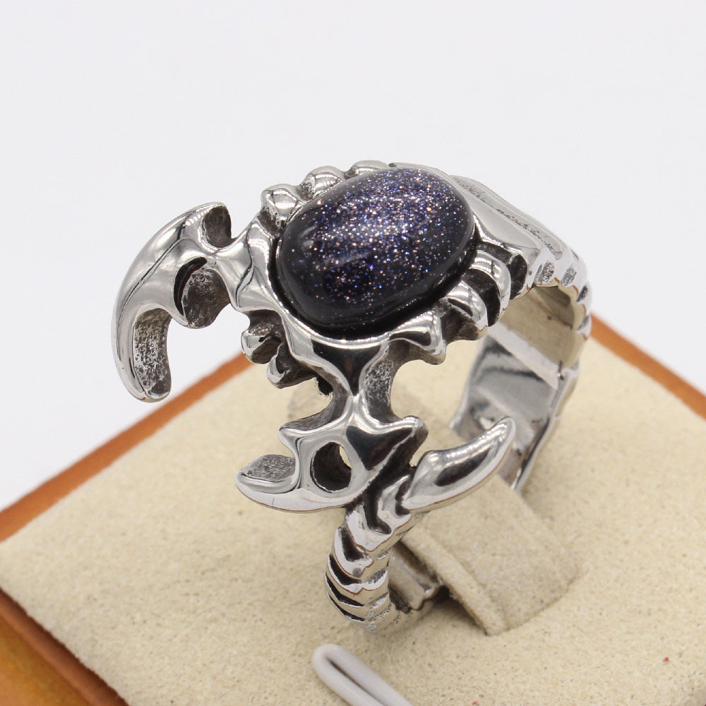 Men's Titanium Scorpion Ring with Retro Punk Style in Europe and America