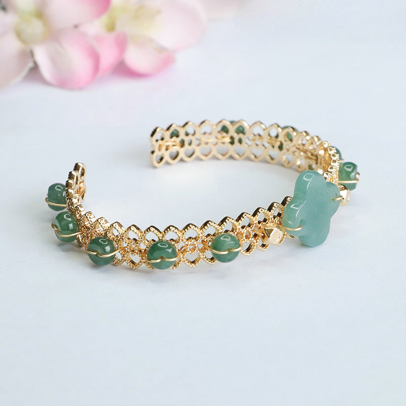 Good Luck Sterling Silver Jade Clover Bracelet