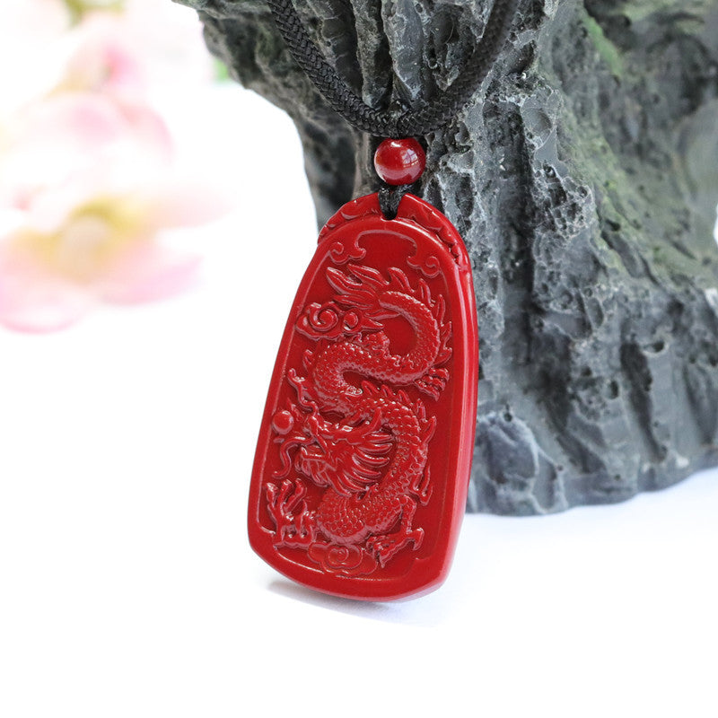 Dragon Cloud Cinnabar Pendant with Purple Gold Sand Stone