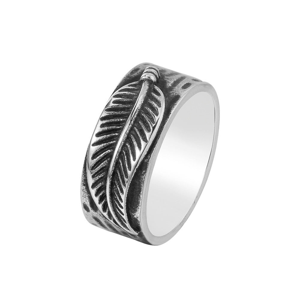 Retro Punk Leaf Titanium Steel Personalized Ring