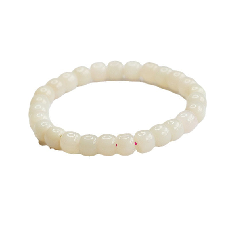 Fortune's Favor Sterling Silver Lotus Root Powder Road Bracelet with Natural Hetian Jade