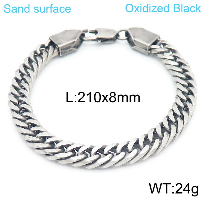 Stylish Personalized Titanium Steel Men's Bracelet and Necklace with Double-Woven Cuban Chain Design