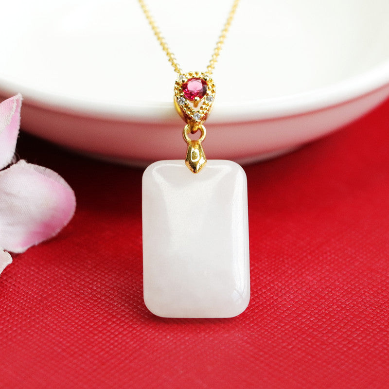 Heavenly White Jade Zircon Necklace