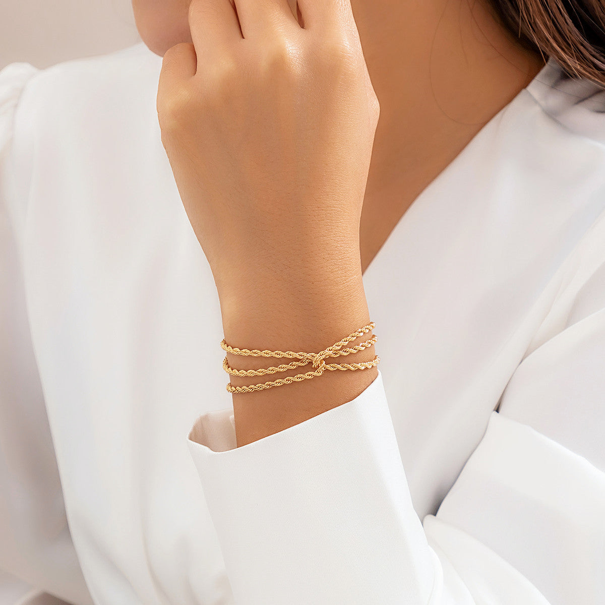 French Minimalist Alloy Chain Bracelet from Vienna Verve Collection