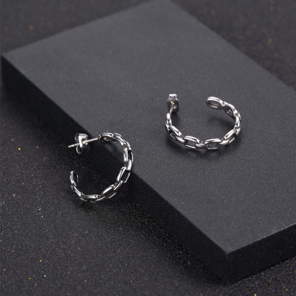 Custom Mori Hollow C-Shaped Titanium Steel Earrings for Women