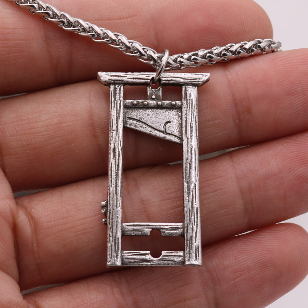 Gothic Rock Pendant Necklace with Axe Photo Frame Detail