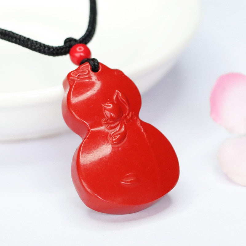 Vermilion Sand Lotus Leaf Fish Gourd Necklace