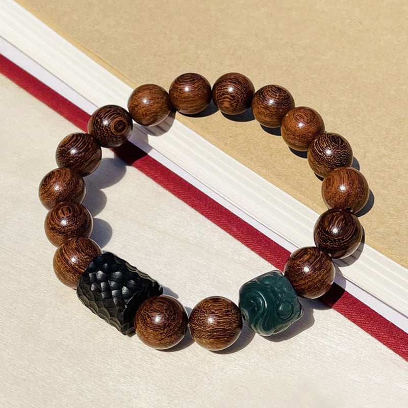 Immortal's String Sterling Silver Bracelet with Sandalwood and Jade