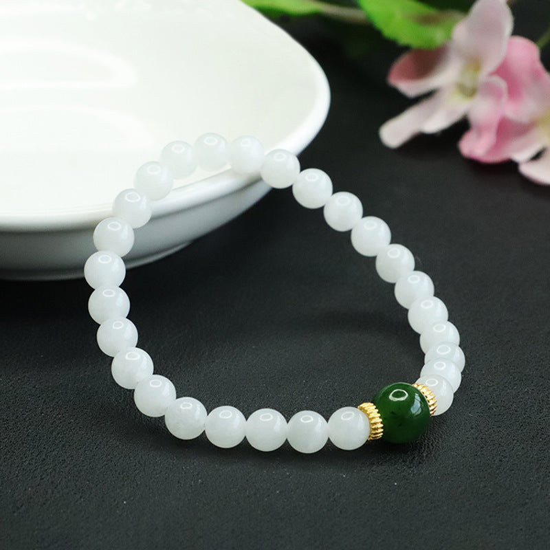 Fortune's Favor White Jade Sterling Silver Bracelet