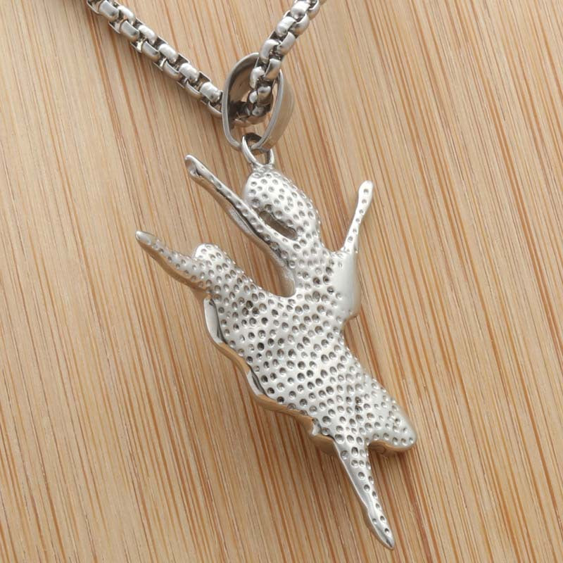 Punk Style Titanium Steel Ballet Dance Necklace for Women - Retro Trendy Pendant