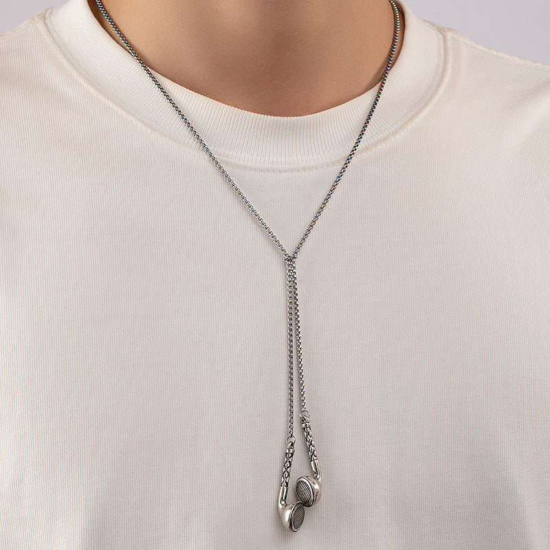 Metal Earphone Necklace with Unique Male Niche Design - Vienna Verve Collection