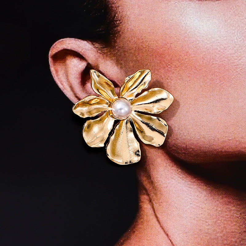 Extravagant High-End Pearl Flower Earrings for Women, Elegant Spring and Summer Jewelry