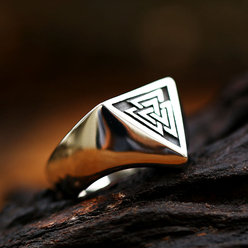 Titanium Steel Nordic Viking Symbol Ring - Men's Fashion Jewelry in European and American Style