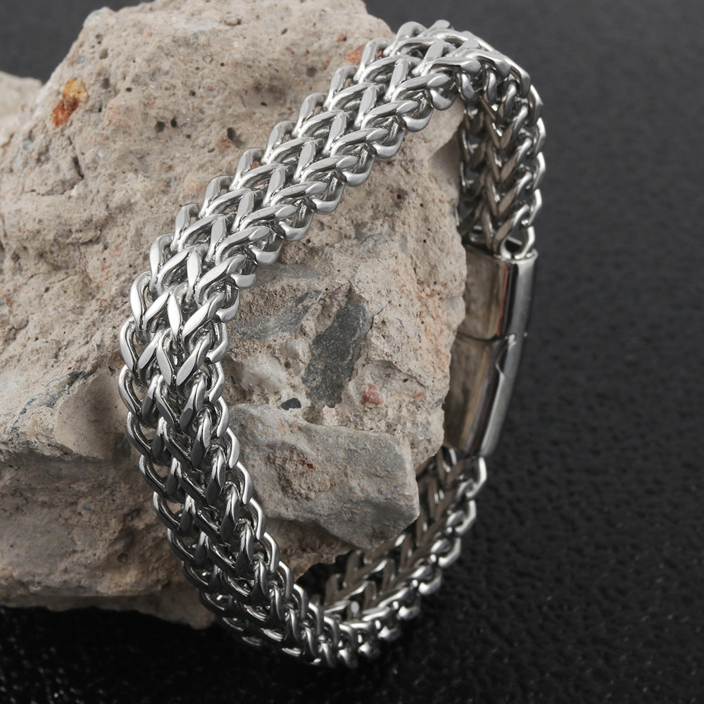 Titanium Steel Braided Chain Bracelet for Men - Trendy Open Design and Durable Fashion Accessory