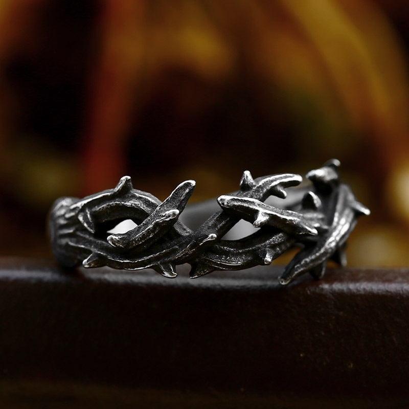 Trendy Titanium Steel Branch Ring for Men - Unique Hip Hop-Inspired Jewelry Piece