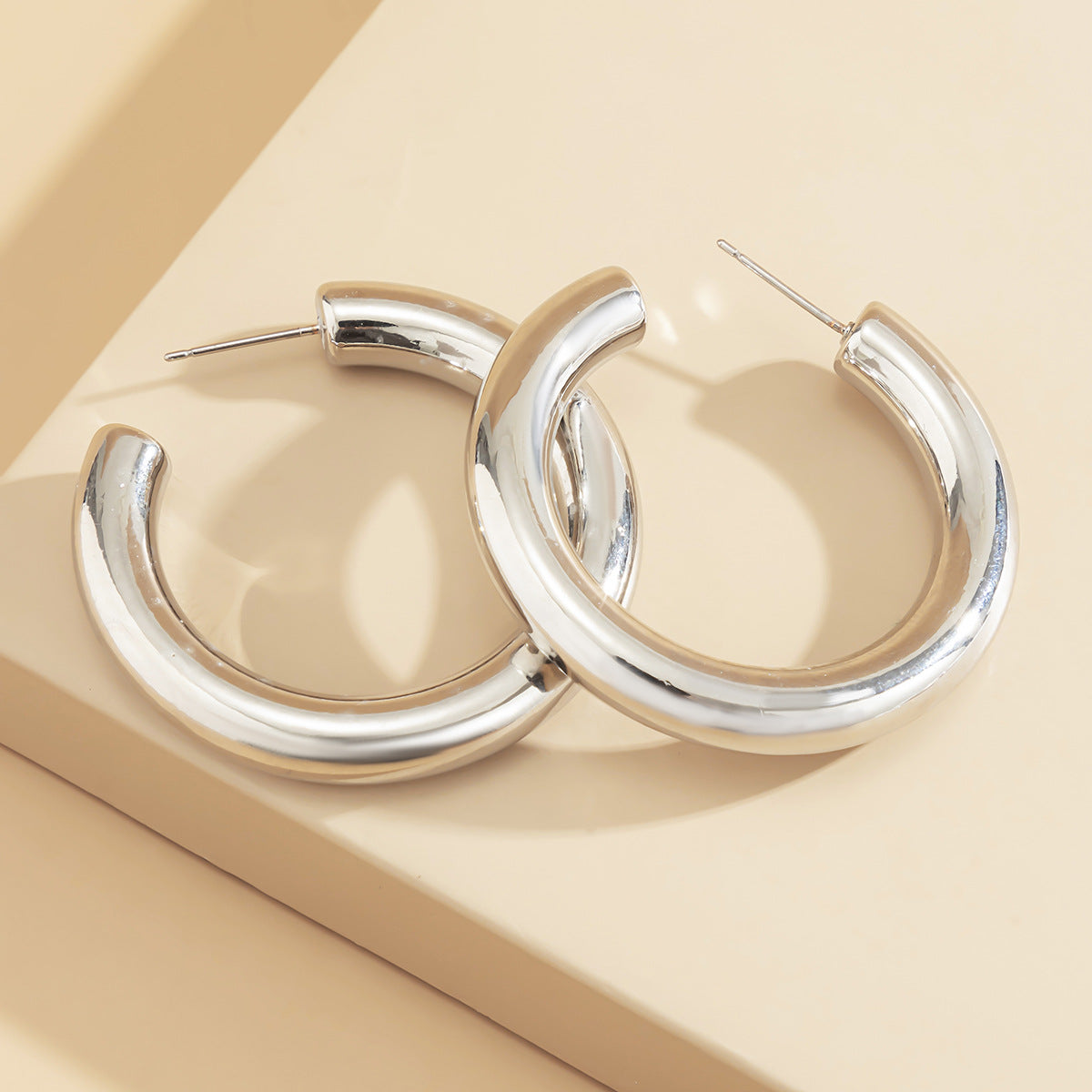 Business Chic Collection: Vienna Verve Sterling Silver Earrings with Semi-Circular Ring