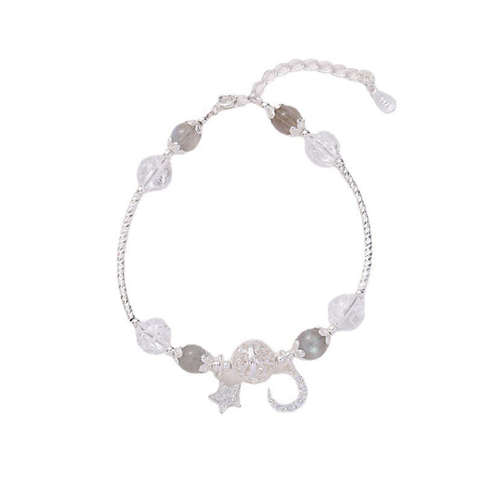 Elegant Crystal and Moonstone Bracelet with Sterling Silver Accents