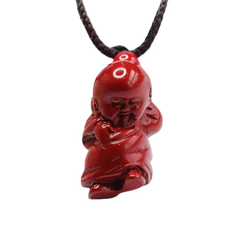 Purple Gold Sand Buddha Lord Pendant with Cinnabar Stone