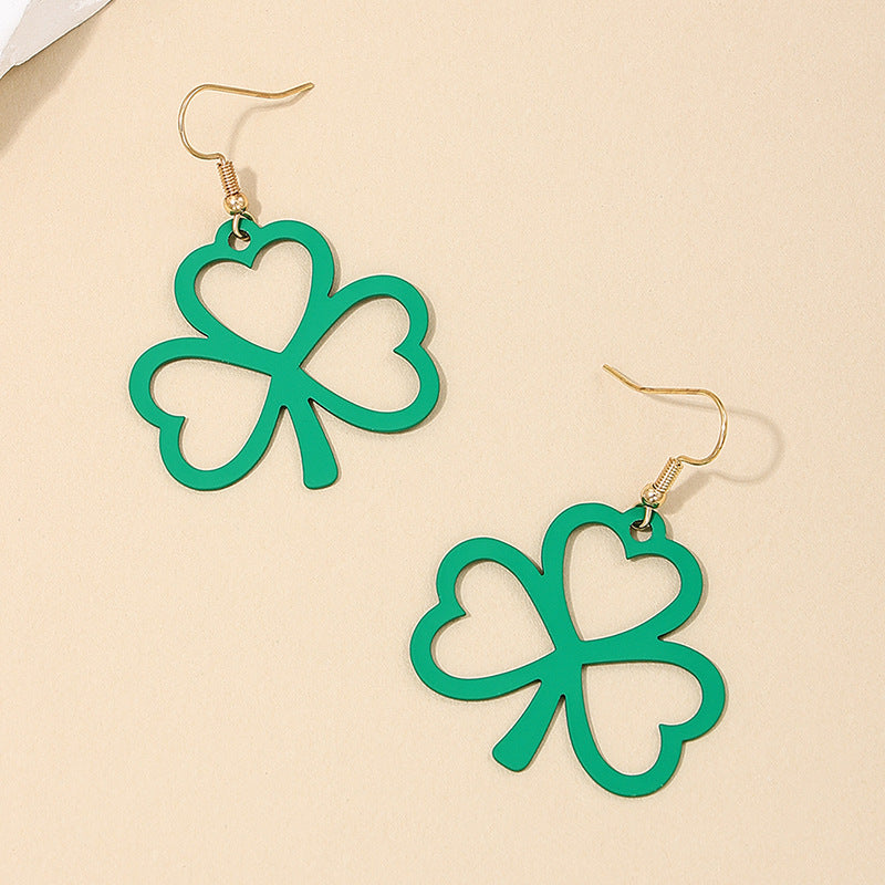 Lucky Clover Leaf Metal Earrings from Vienna Verve Collection