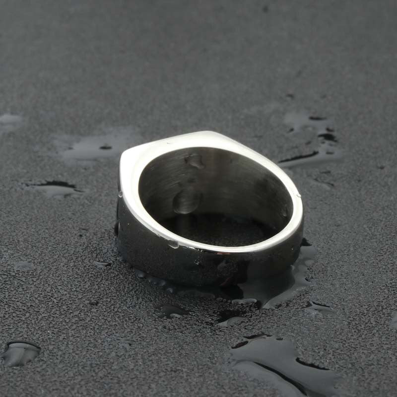 Titanium Steel Peach Heart Ring for Men - Retro Punk Style Stainless Steel Spade A Design