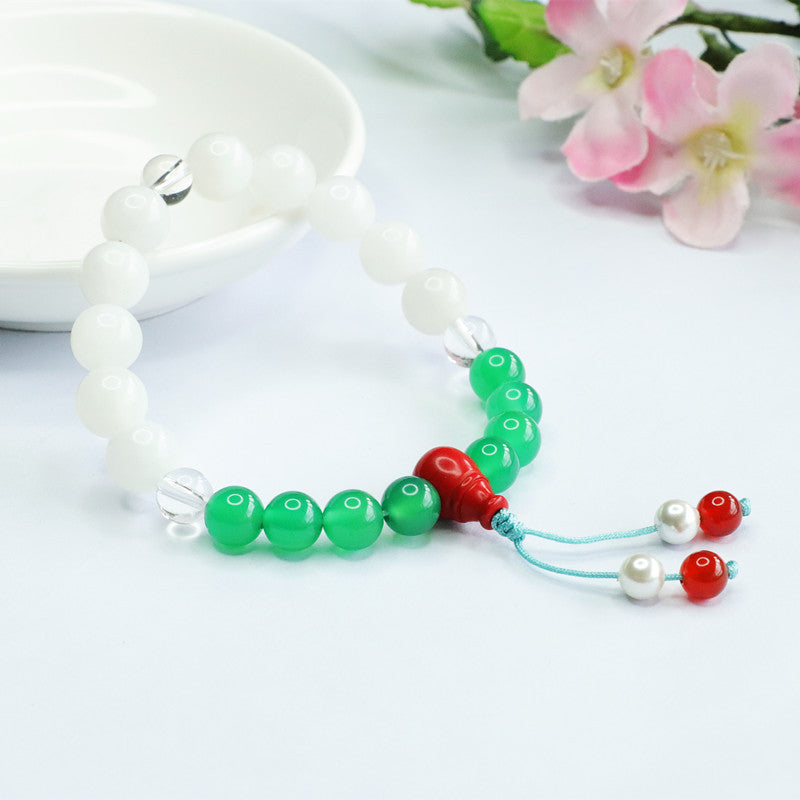 Elegant Chinese Wind Sterling Silver Jade Bracelet