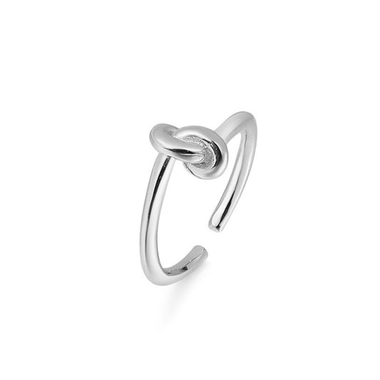 Minimalist Style Knotted Opening Sterling Silver Ring