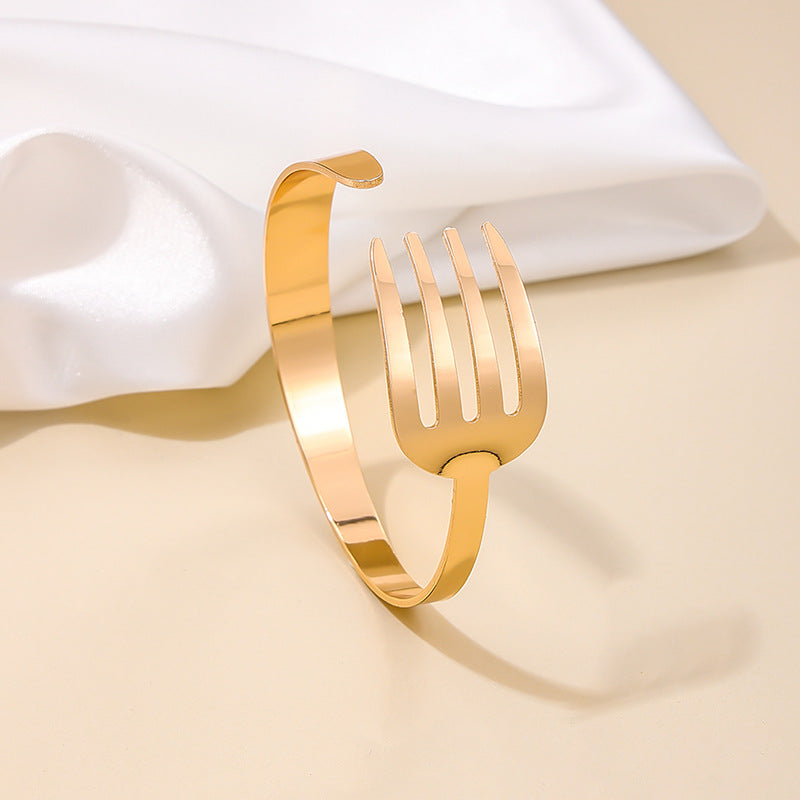 European and American Minimalist Fork Bracelet with Personalized Western Flair