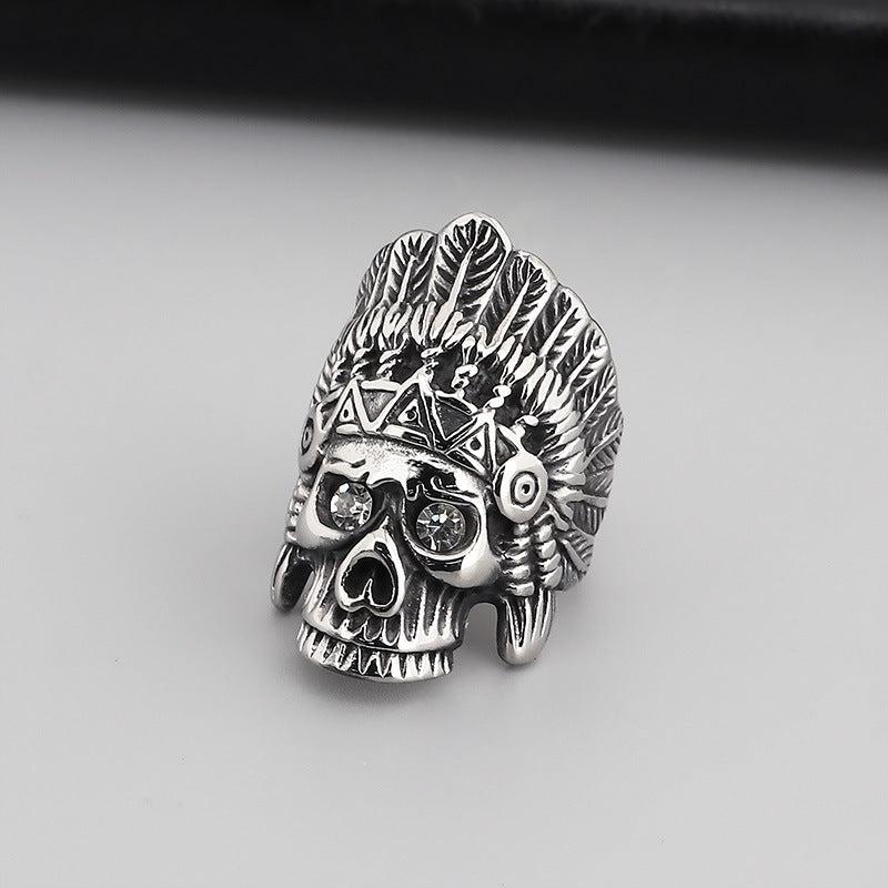 Stylish Titanium Steel Hip-Hop Ring for Men with Five-Pointed Star and Anchor Design