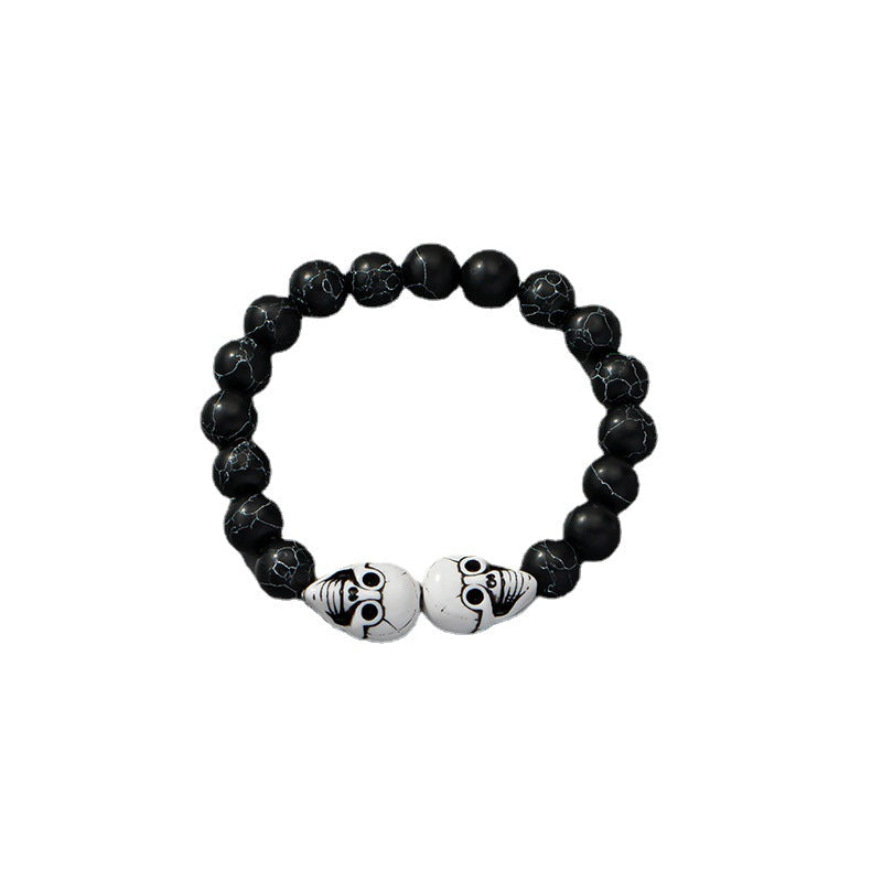 Skull Stone Black Bracelet - European and American Style Cross-Border Instagram Jewelry Wholesale