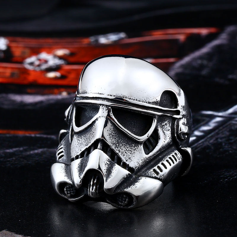 Titanium Steel Star Wars-Inspired Men's Retro Ring - Wholesale European and American Film Jewelry