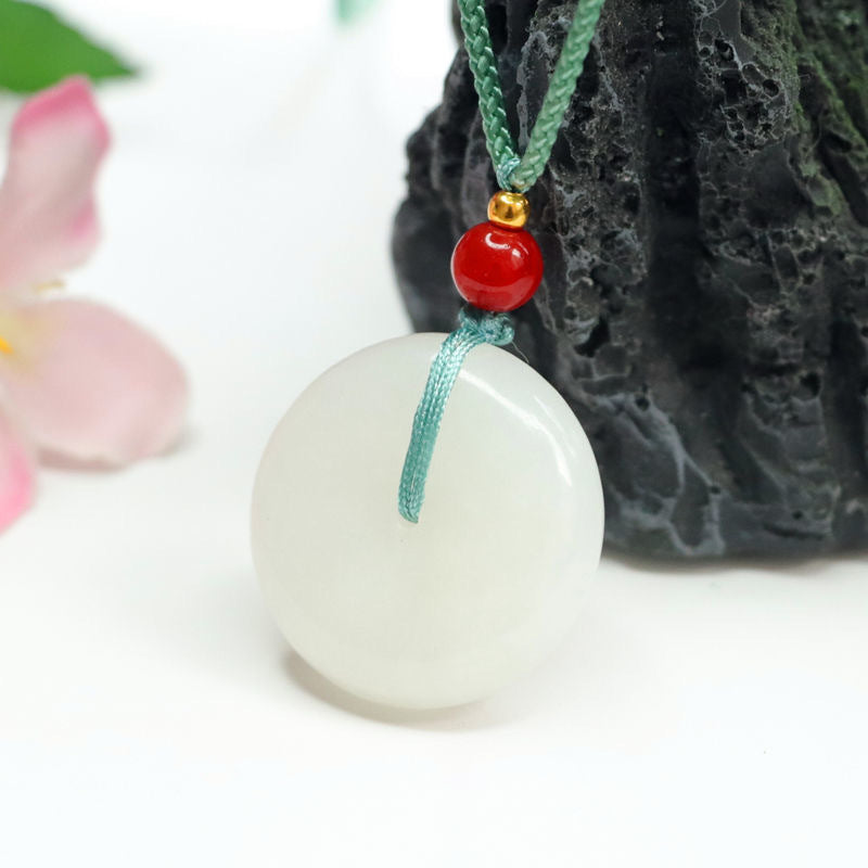 Elegant Hotan White Jade Pendant with Sterling Silver Safe Buckle - Fortune's Favor Collection