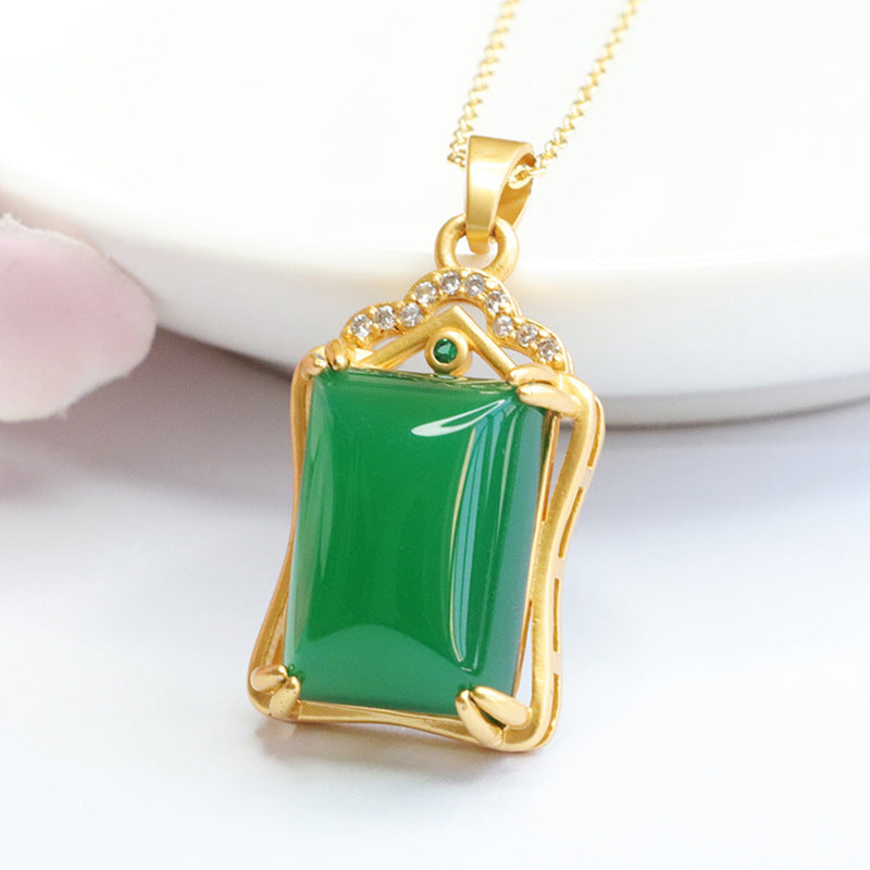 Green Chalcedony Retro Necklace from the Fortune's Favor Collection