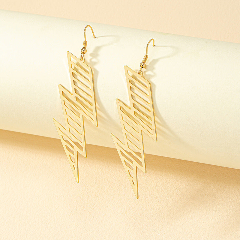 Geometric Lightning Hollow Earrings - Vienna Verve Collection