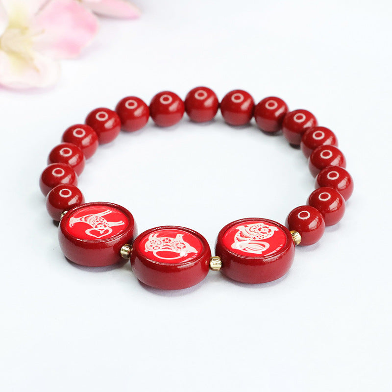 Cinnabar Zodiac Bracelet With Sterling Silver