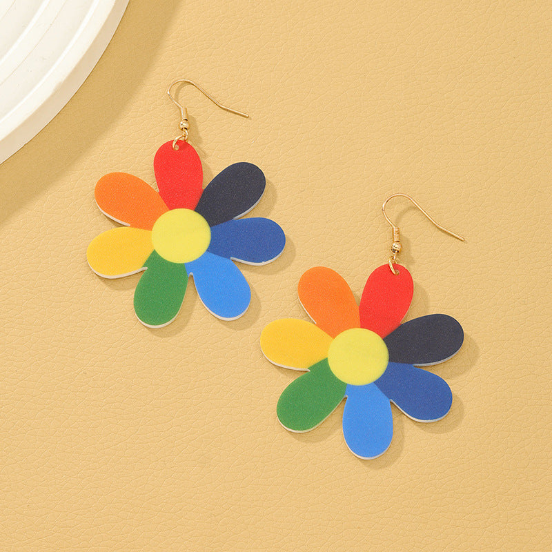 European and American Acrylic Printed Flower Earrings - Vienna Verve Collection