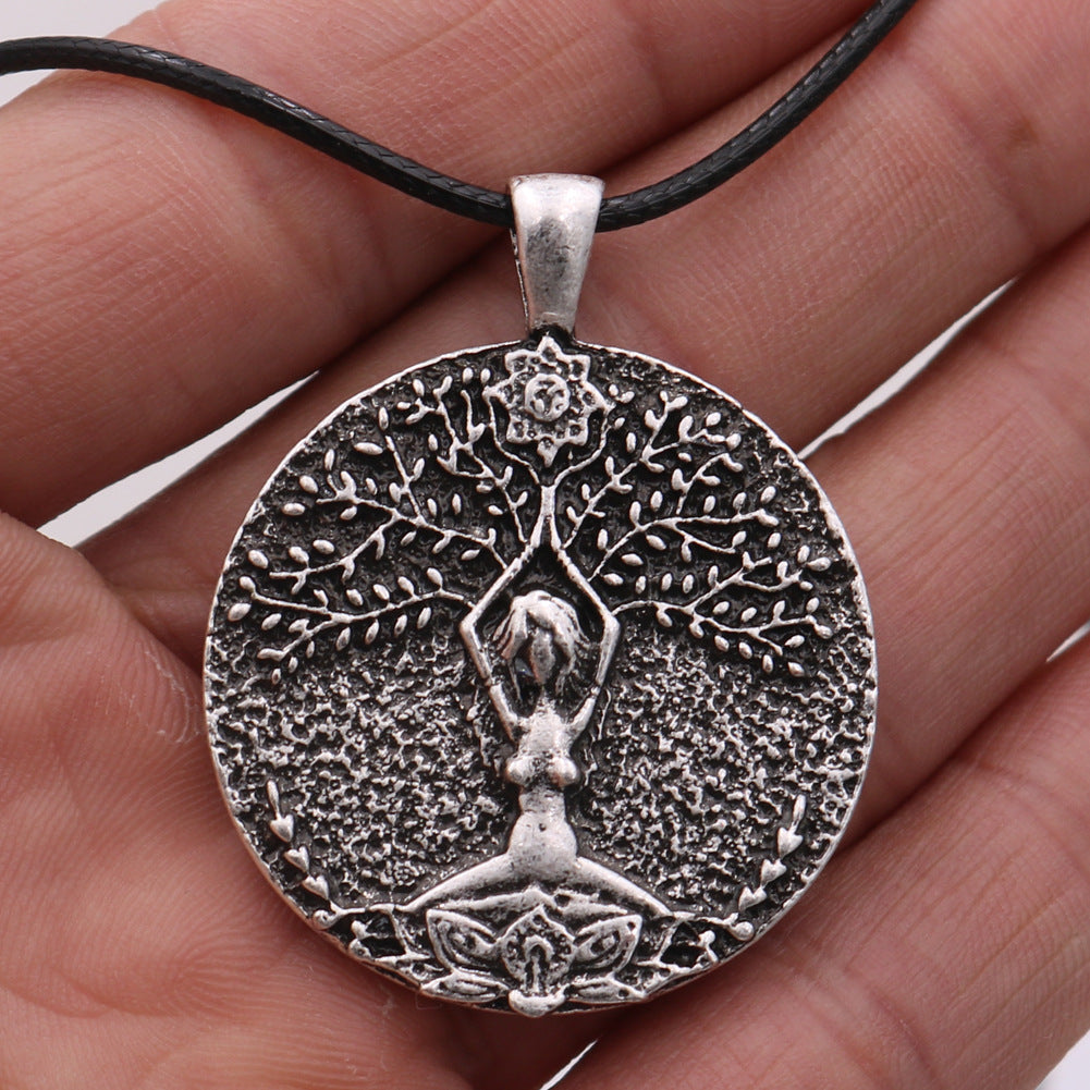 Mystical Double-Sided Mandala Flower Pendant - Men's Religious Necklace