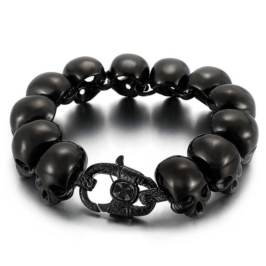 Trendy Men's Titanium Steel Skull Bracelet - Bold Fashion Statement for Modern Style