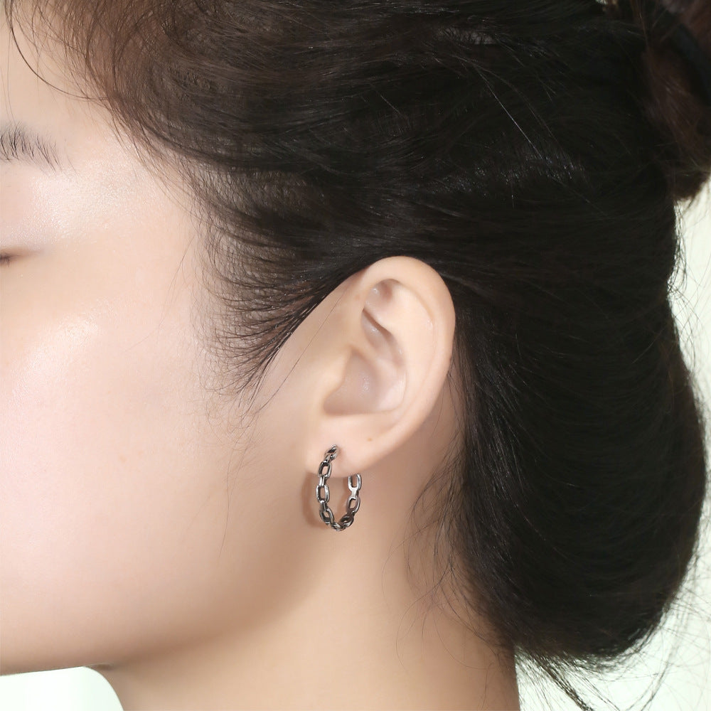 Custom Mori Hollow C-Shaped Titanium Steel Earrings for Women