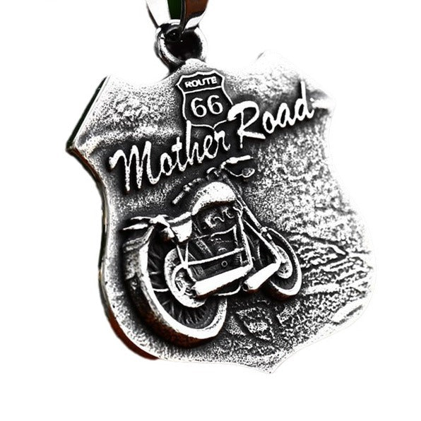 Vintage Style Stainless Steel No. 66 Highway Pendant for Men - Retro Locomotive Accessories