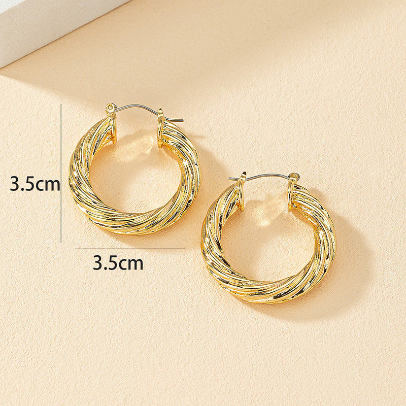 Metallic Twist Wound Earrings with a Touch of European Flair and Versatile Style