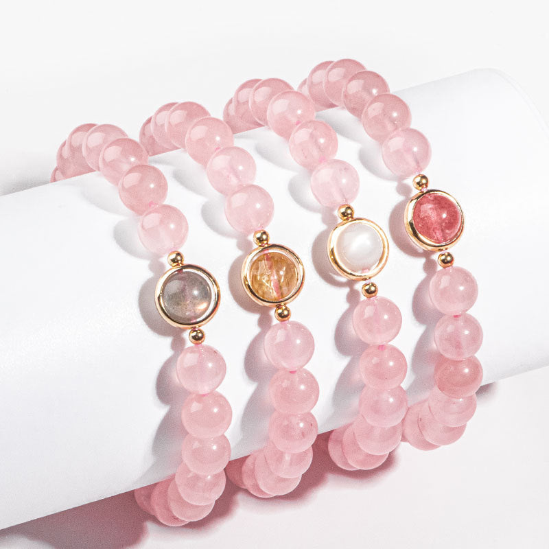 Peach Blossom Crystal Sterling Silver Bracelet - Fortune's Favor Collection