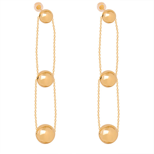 Copper Round Bead Chain Earrings with a Touch of Elegance