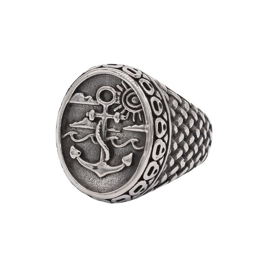 Retro Gothic Punk Anchor Men's Hip Hop Titanium Steel Ring