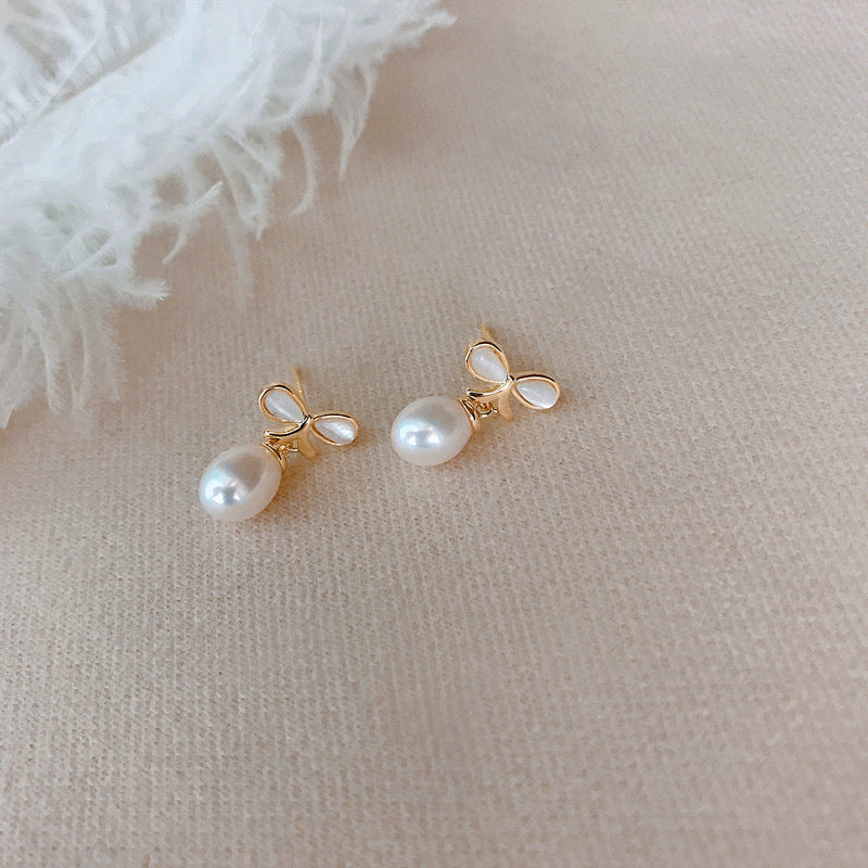 Freshwater Pearl Sterling Silver Shell Earrings